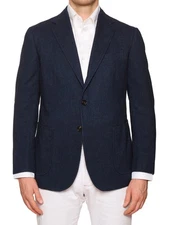 STILE LATINO "Vincenzo" Blue Birdseye Cotton Slim Fit Jacket NEW