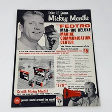 1966 Mickey Mantle Fedtro Advertising Cardboard Display 11x8.5 Rare