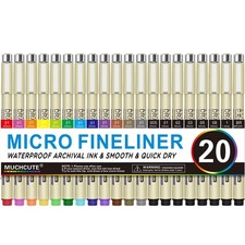 Micro Fineliner Drawing Pens 20 1 Count Pack of 20 , 12 Colored 8 Black