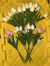 Artificial Tulip Bouquet - Cream & Blush Pink Spring Arrangement