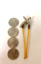 Vintage Hair Stick Celluloid  Rhinestones 3  3/4 X 1 Inch Good Condition