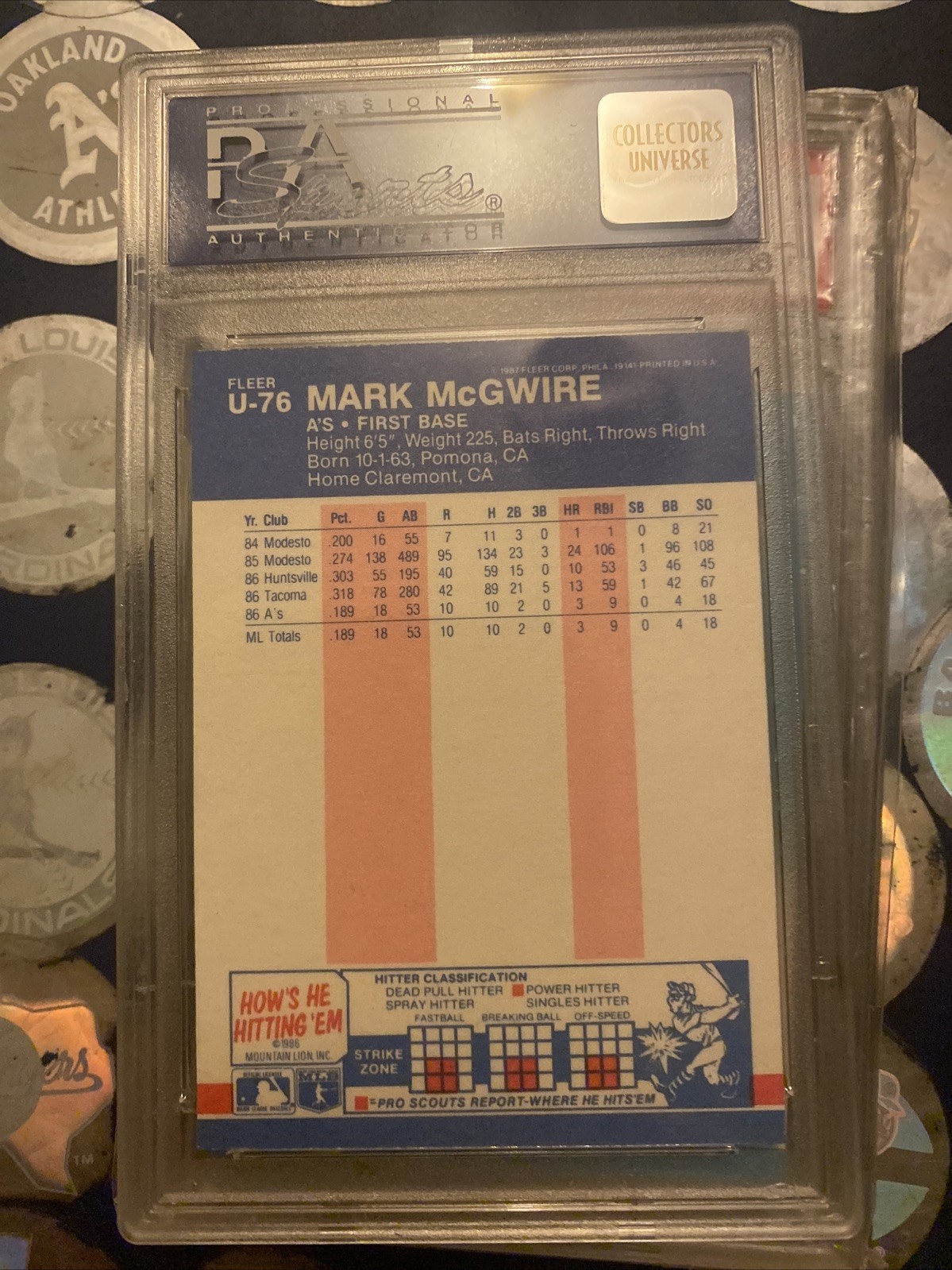 Mark Mcgwire 1987 Fleer Update Glossy Psa 9 view 3