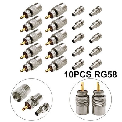 10x PL259 UHF-Stecker 50 Ohm für RG58 5mm Koaxialkabel CB-Funk Amateurfunk Neu