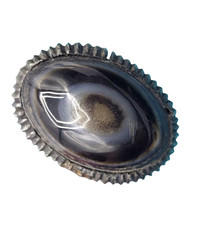 Oxidized Silver Vintage Women  s Ring SZ 7.5 US with Natural Black Agate Gemstone