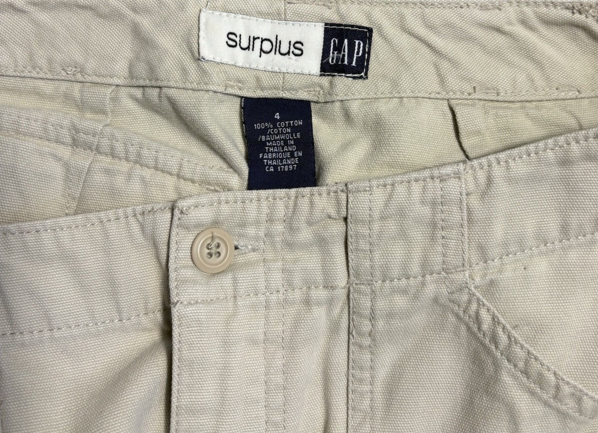 GAP Surplus Beige Cargo Mini Skirt UK 8 US 4 Utility Canvas Cotton Pockets Y2K image 5
