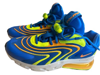Nike Air 270 React Men s Athletic Shoes Size 7.5 Color Blue Neon Orange Lace Up