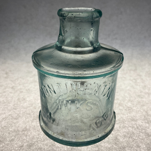 Vtg Continental Inks & Mucilage, Philadelphia, PA - Aqua Spool Bottle 3" Tall