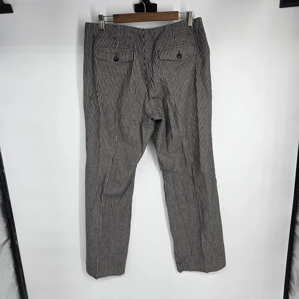 Larry Levine Pants Womens 12 Black White Striped Sailor Button Flare 100% Cotton - Image 3 of 4