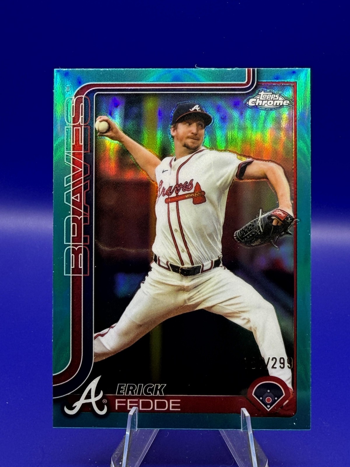 Erick Fedde 2025 Topps Chrome Update Teal Refractor /299 #USC89 Braves