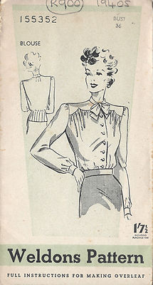 Chemisier Vintage Des Années 1940 Weldons – Motif Couture, Taille B36, Pièce Unique