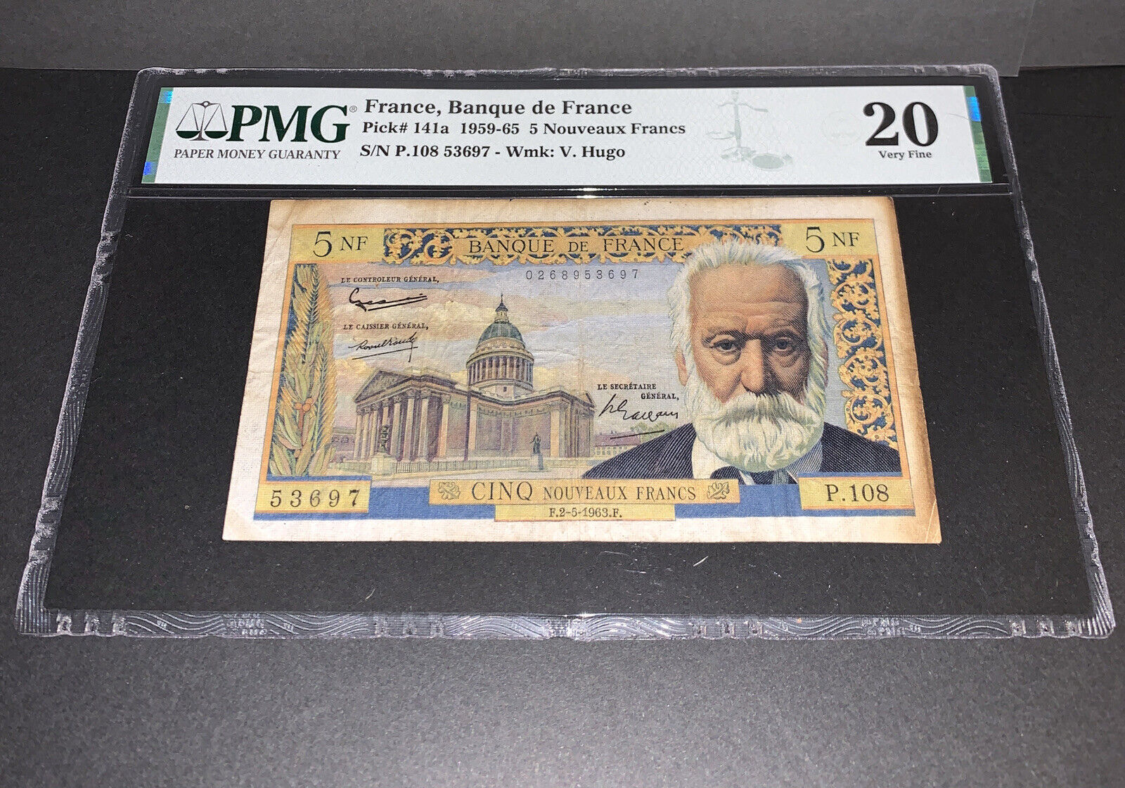 Vector Image Banknote PMG France, Banque de France 5 Nouveaux Francs Banknote 1959-65 p141a ...