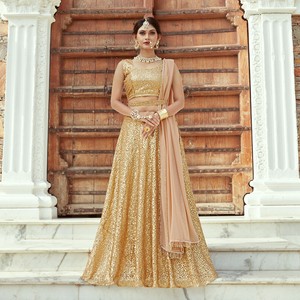 beige bridal lehenga