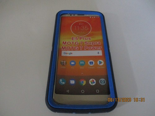 New Moto G7 Power/G7 Supra/E5 Plus edge Shockproof Hybrid Hard Cover Blue - Zdjęcie 5 z 5