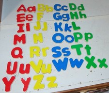 Wooden Board Magnet Set Uppercase Numbers Partial Lower Case Lot Used Learning