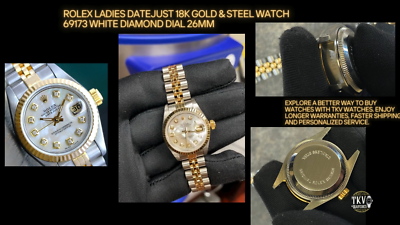 Rolex Datejust 69173 18KY & Steel White Diamond Dial Jubilee Watch