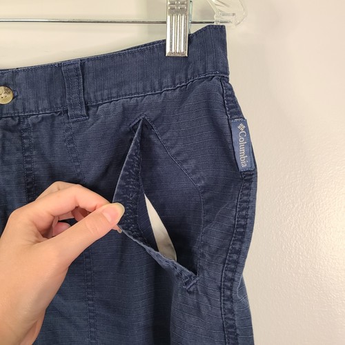 Pantaloncini cargo blu navy vintage Columbia 12 rip stop cotone escursionismo utilità campeggio - Foto 4 di 11