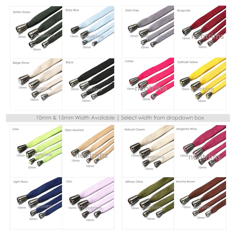 Drawstring Cord Flat Cotton Sweatshirt Hoodie String Gunmetal Toggles,10/15mm - image 2 of 4