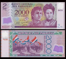 Billete Paraguay 2000 Guaraníes P-228 2011-2017 UNC NUEVO