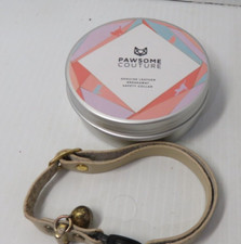 Pawsome Couture,Genuine Leather Breakaway Safety Collar,Cat,Ivory,Bell,35cm I