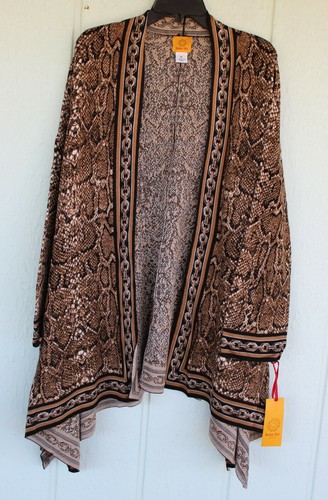 Nuevo con etiquetas Ruby Rd. Cárdigan negro con estampado de serpiente Jacquard frente abierto XL - Imagen 3 de 7