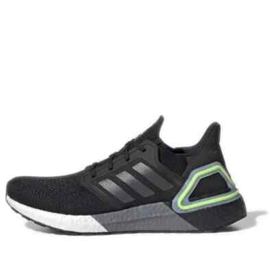 Adidas UltraBoost 20 Core Men's Sneakers, Black/Metallic/Signal Green, Size 