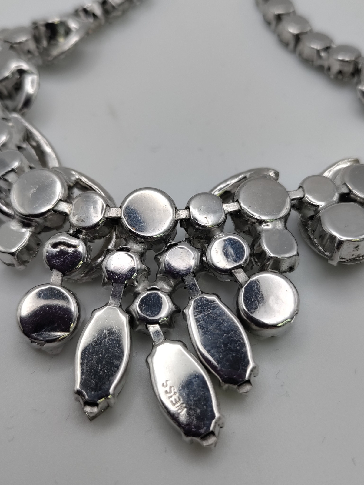 Weiss Signed Clear Rhinestone Statement Dangle Ne… - image 6