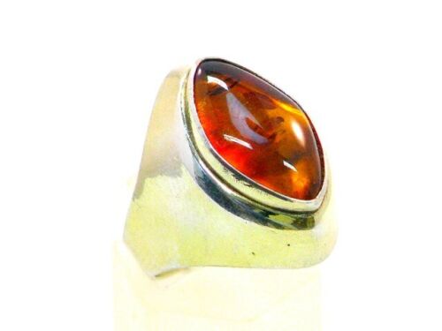 Art Deco fishland amber ring silver 835 gilded circa 1930 - Picture 1 of 4