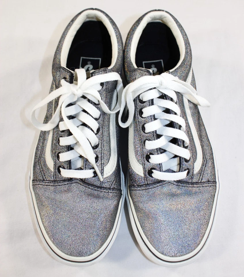 Zapatos Vans Para Mujer 9.5 Old Skool Prisma Gamuza Tenis Brillante Holográfico Plateado Foto 2 de 4