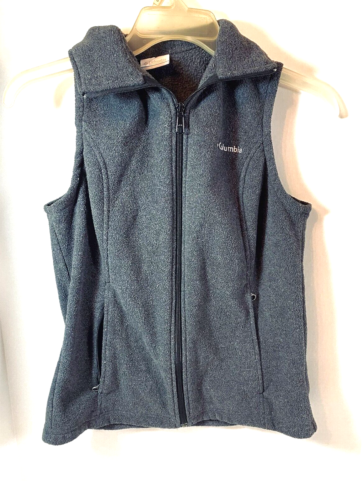 Columbia Men's Gray Full Zip Vest with Embroidered Logo & Zipper Pockets - Size Small-image