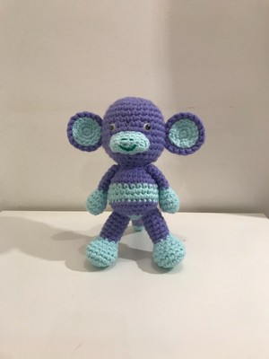 Grün & lila gehäkeltes Affenspielzeug, Amigurumi