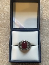 Men Ring STERLING SILVER 925 Natural Red AGATE AQEEQ Size 11