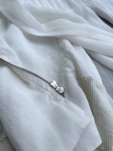 Stunning Women's ANNETTE GORTZ Layered Lagenlook Avant Garde Jacket Coat White M image 9