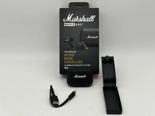 Marshall Motif II True Wireless Active Noise-Canceling Earbuds Headphones, Black