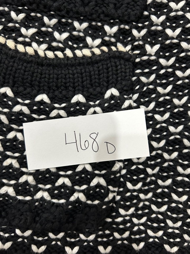 White House Black Market Black White Patterned Cardigan Sweater Pockets