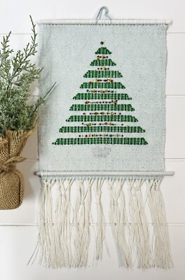 Christmas Decor Weaving Macrame Tree Wall Hanging Handcrafted Artisan Made USA