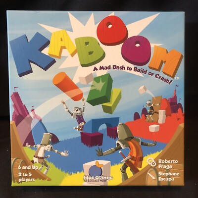 Kaboom A Mad Dash to Build or Crash Board Game EUC 100% COMPLETE ~ block towers