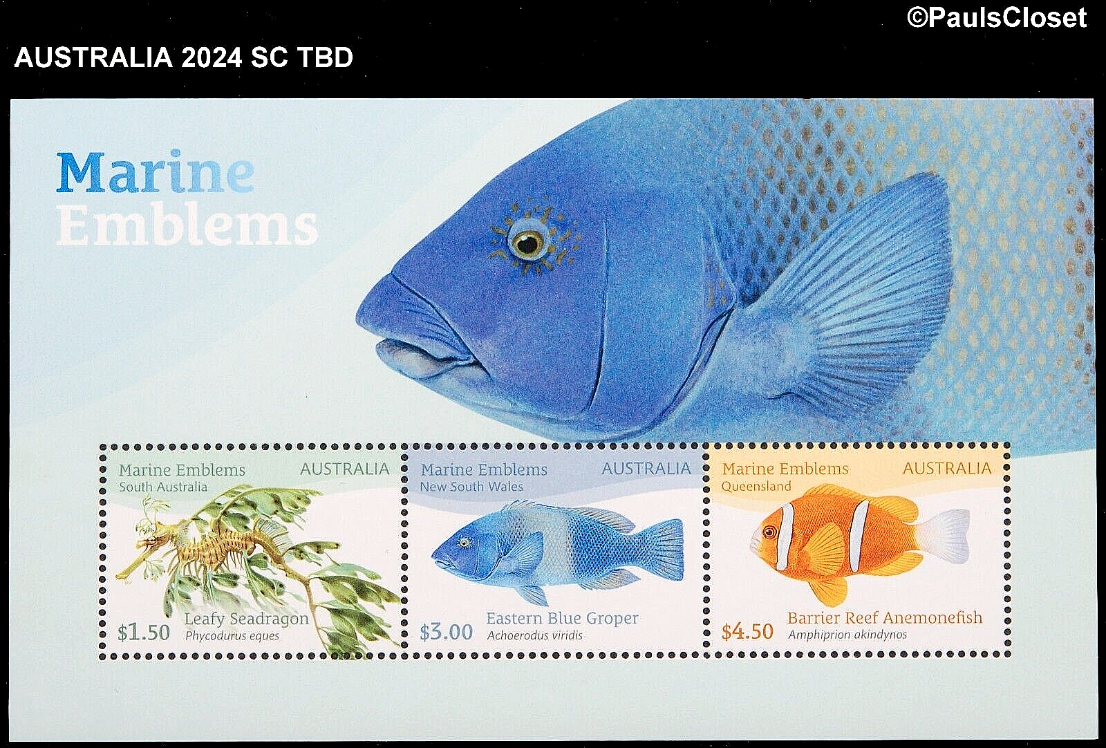 AUSTRALIA 2024 SC 5738b MARINE EMBLEMS SS $1.50, $3, & $4.50 MNH, OG ...