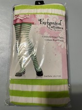 Enchanted Costumes Children s Stripped Tights Halloween Green Large 7-10