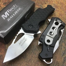 M Tech Spring Assisted Stainless Steel Blade Black Nylon Fiber Handle 