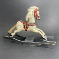 Vintage 1960s Composite Hand-Painted 11" Solid Wood Rock Horse Wooden Toy