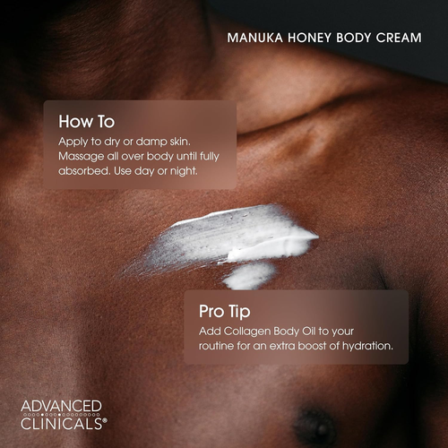 Advanced Clinicals Manuka Honey Body Cream for Women & Men | Body Butter Lotion - Picture 6 of 12