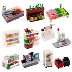 MOC City Street View Supermarket Convenience Store Store Shop Cashier Booth Bulk