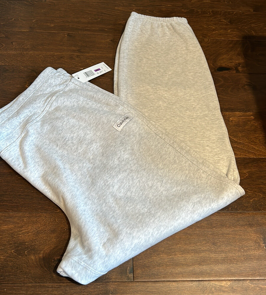 Calvin Klein Womens Sweatpants Plus sz 2X Fleece Lined Logo Gray