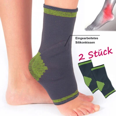 QMBASIC ODER BAUGLEICH 2 Stück Fußbandage mit SILIKONPOLSTER Knöchel Fuß Strumpfbandage Bandage 455