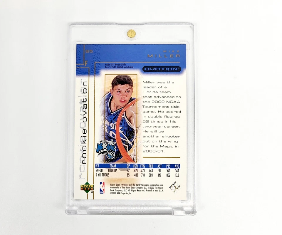 MINT #/ED RC 2000-01 UPPER DECK OVATION MIKE MILLER ROOKIE ORLANDO MAGIC FLORIDA - Image 2 of 2