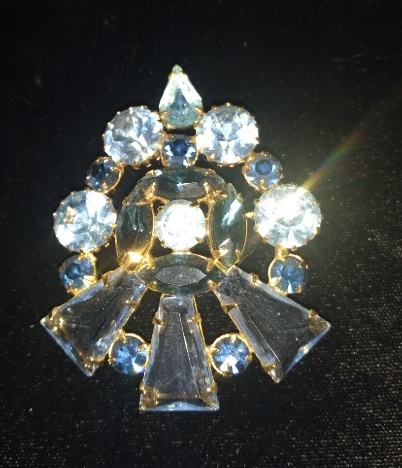 Brooch Base Blue Faceted open back cut stone brooch New Old Stock | eBay