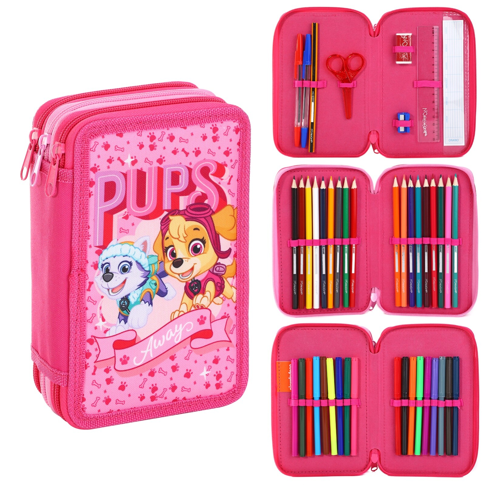 Paw Patrol Everest & Skye 3 Tier Filled Pencil Case Stationery School - Image 2