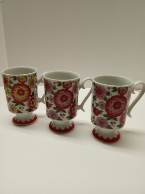 Lot of 3 Royal Crown Arnart 5'' Smug Mugs By Maria Daisy Bouquet #2811