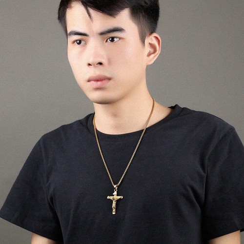 Men Stainless Steel Gold Silver Black Jesus Crucifix Pendant Chain Necklace AU - Picture 11 of 25
