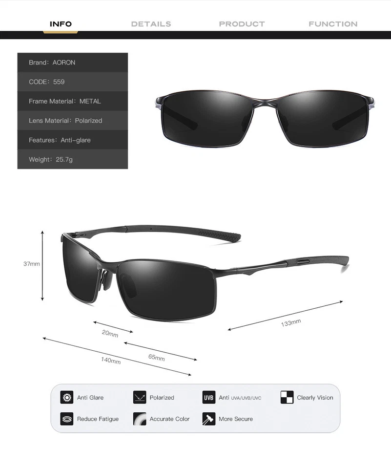 Men HD Polarized sunglasses Photochromic Sports Chameleon Driving Pilot Eyewear  - Image 2 of 4